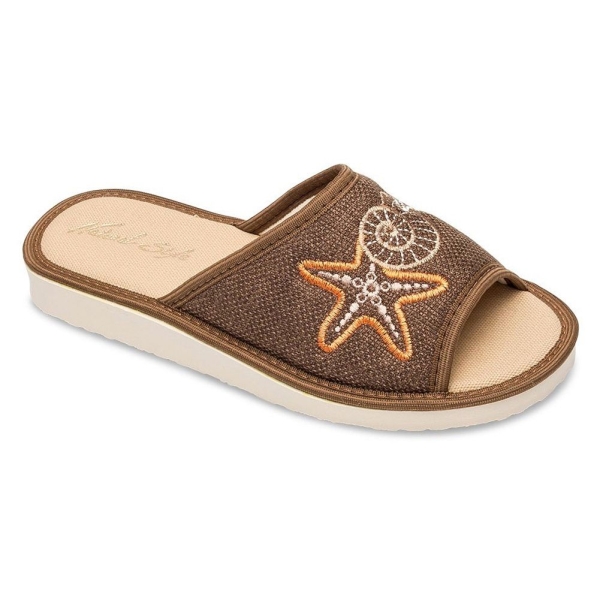 Pantofle damskie Meteor (Natural Style) NS-052 brązowe