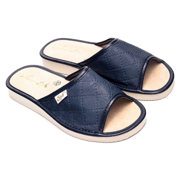 Pantofle damskie Meteor (Natural Style) NS-112 granatowe