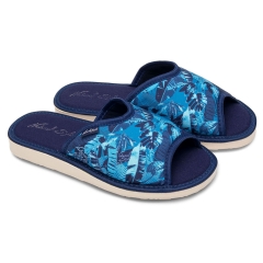 Pantofle damskie Meteor (Natural Style) NS-064 niebieskie