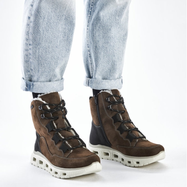 Trzewiki damskie wodoodporne Rieker M6012-25 BROWN