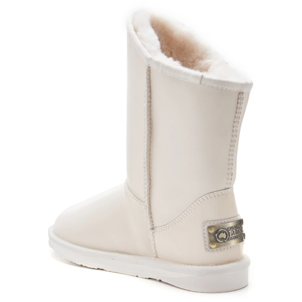 Śniegowce damskie AUSTRALIA LUXE COSY SHORT SATIN PALE białe