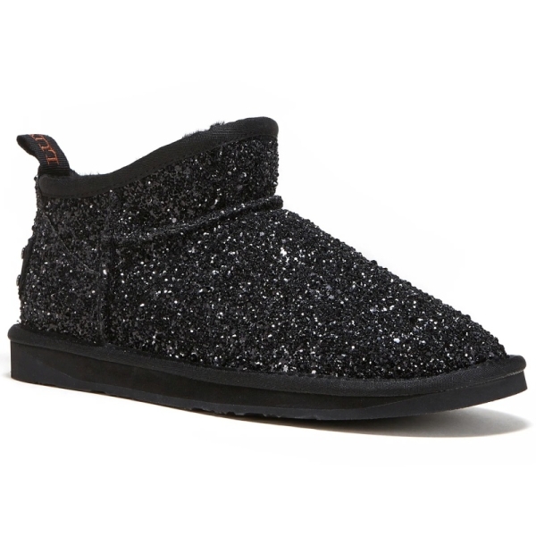 Śniegowce damskie AUSTRALIA LUXE COSY ULTRA SHORT GLITTER BLACK czarne