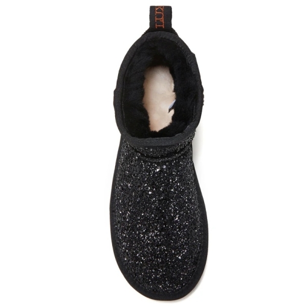 Śniegowce damskie AUSTRALIA LUXE COSY ULTRA SHORT GLITTER BLACK czarne