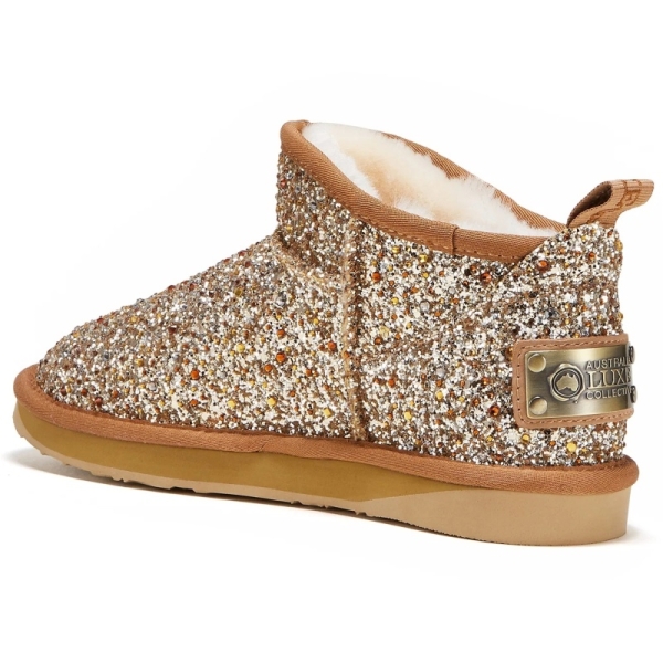 Śniegowce damskie AUSTRALIA LUXE COSY ULTRA SHORT GLITTER GOLD złote