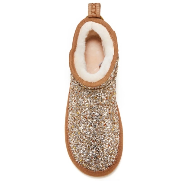 Śniegowce damskie AUSTRALIA LUXE COSY ULTRA SHORT GLITTER GOLD złote