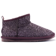 Śniegowce damskie AUSTRALIA LUXE COSY ULTRA SHORT GLITTER PLUM szare