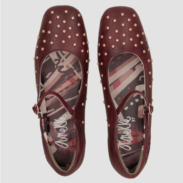 Baleriny damskie z paskiem Anekke 41283-813 SEVILLA 413 BURGUNDY