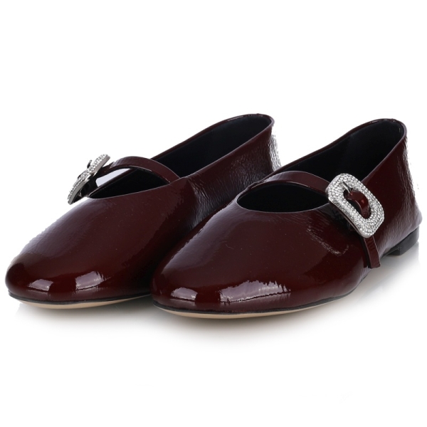 Baleriny damskie Bombonella 3T 6083-08 CLARET RED LEATHER WRINKLED