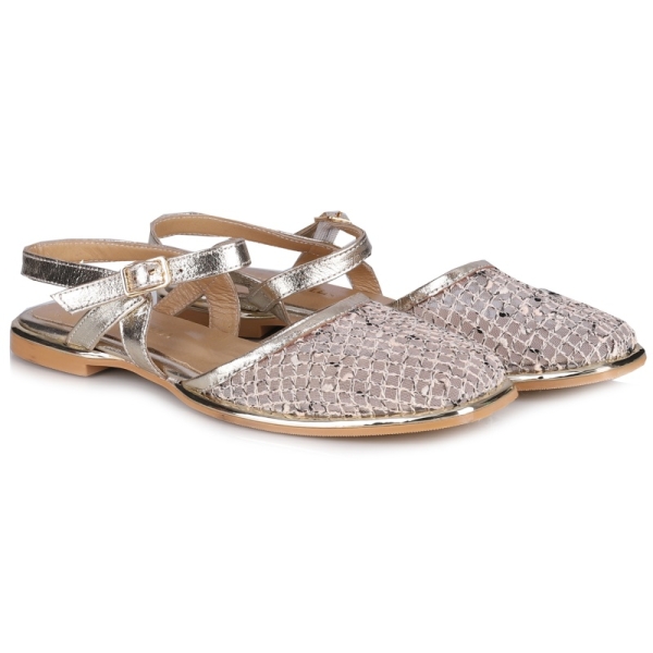 Sandały damskie Bombonella 5T-LX-2042 BEIGE skórzane złote