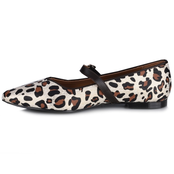 Baleriny damskie Bombonella 5T-LX-255 LEOPAR skórzane złote w centki