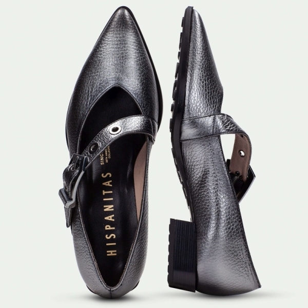 Baleriny damskie z paskiem Hispanitas HI254196 BOLMET-I25 PLOMO