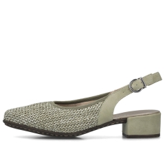 Czółenka damskie z odkrytą piętą Rieker 47060-52 GREEN