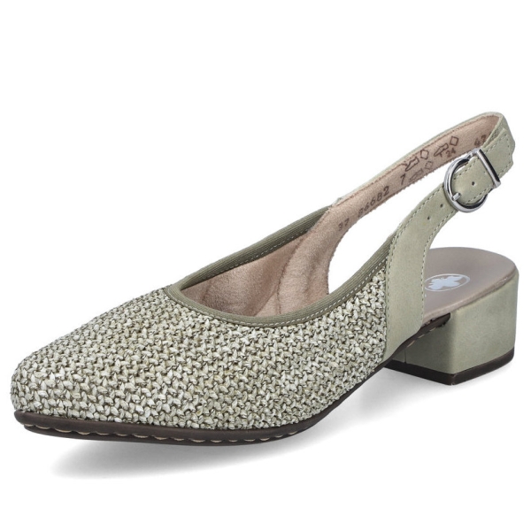 Czółenka damskie z odkrytą piętą Rieker 47060-52 GREEN