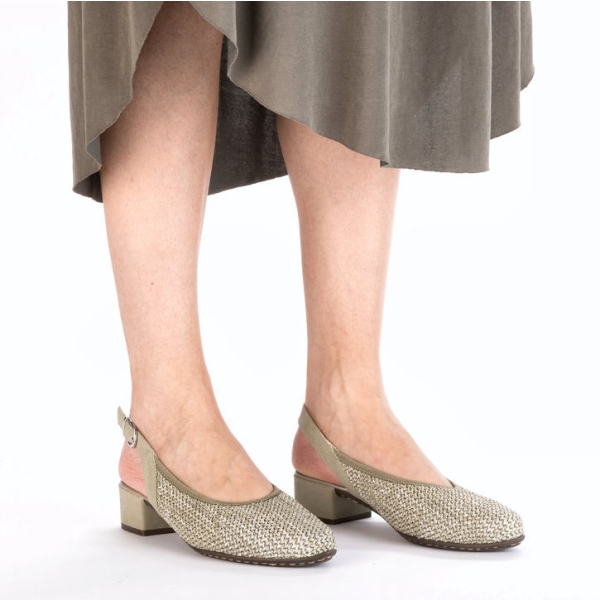 Czółenka damskie z odkrytą piętą Rieker 47060-52 GREEN