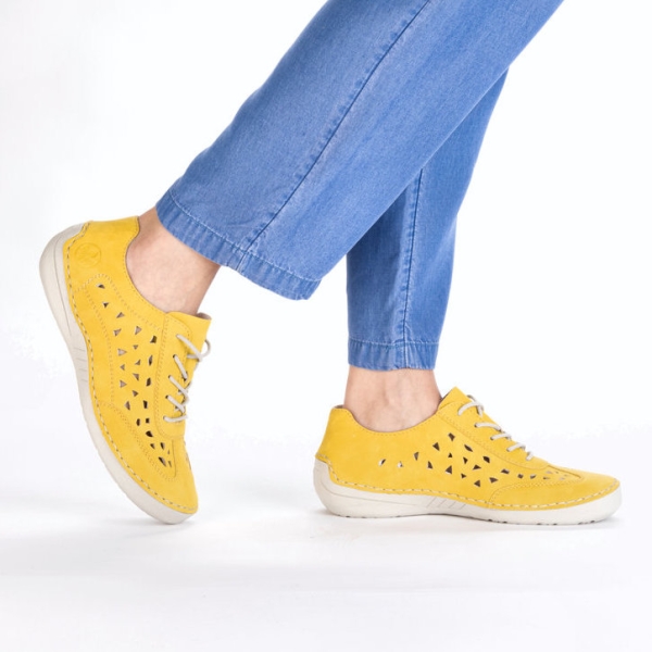Półbuty damskie ażurowe Rieker 52517-68 YELLOW