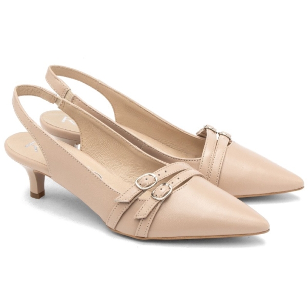 Czółenka damskie z odkrytą piętą Ryłko B4ET6_T_ _6NLF BEIGE