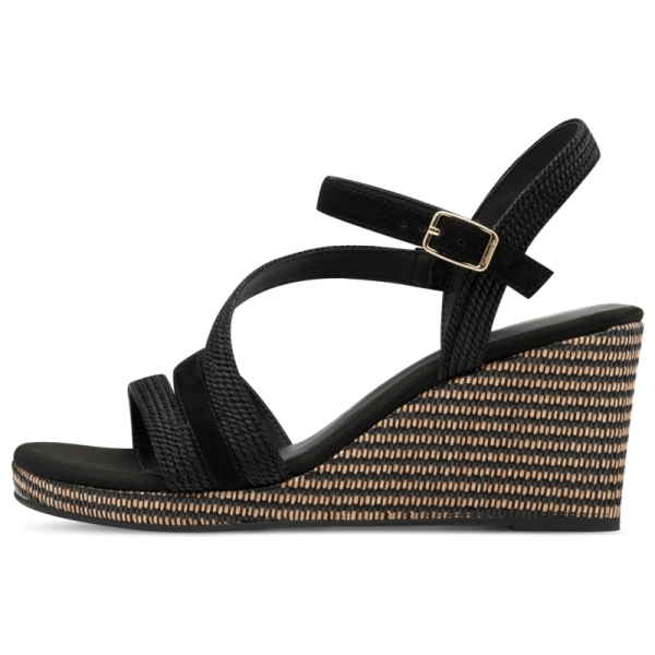 Sandały damskie na koturnie Tamaris 1-28323-44 001 BLACK