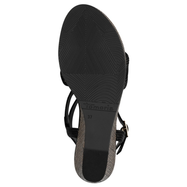 Sandały damskie na koturnie Tamaris 1-28323-44 001 BLACK