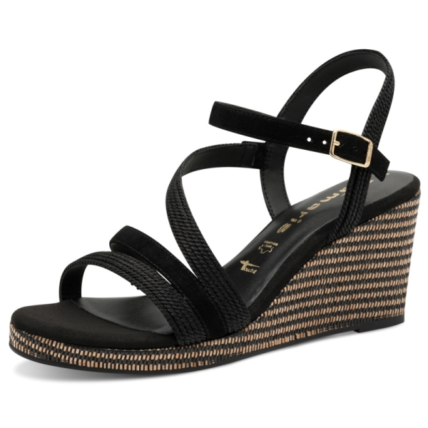 Sandały damskie na koturnie Tamaris 1-28323-44 001 BLACK