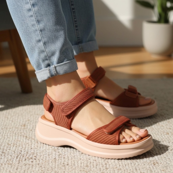 Sandały damskie zdrowotne Azaleia 18451 VERA THERAPY PAP AD BV618 BROWN/BEIGE
