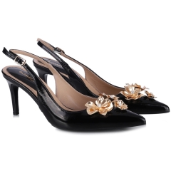 Czółenka damskie z odkrytą piętą Bombonella 1T 01 2236 220K BLACK PATENT