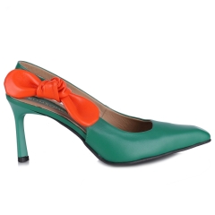 Czółenka damskie z odkrytą piętą Bombonella 1T 01 277 2502 GREEN-ORANGE