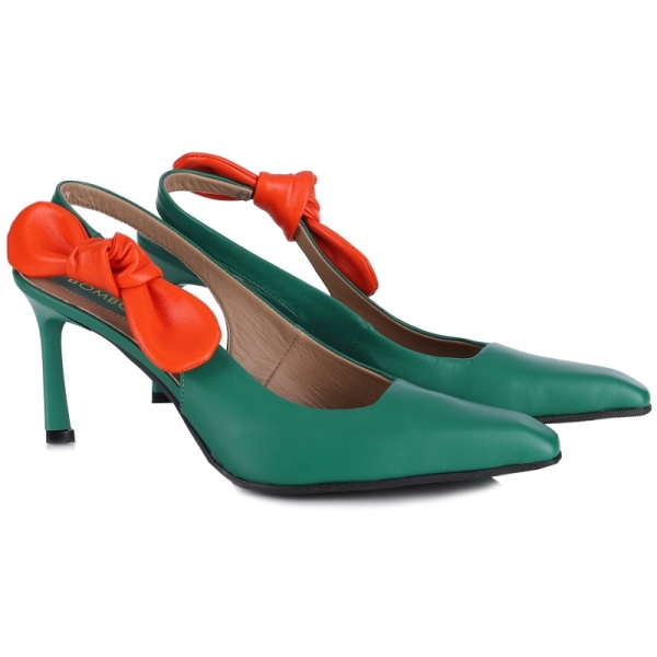 Czółenka damskie z odkrytą piętą Bombonella 1T 01 277 2502 GREEN-ORANGE