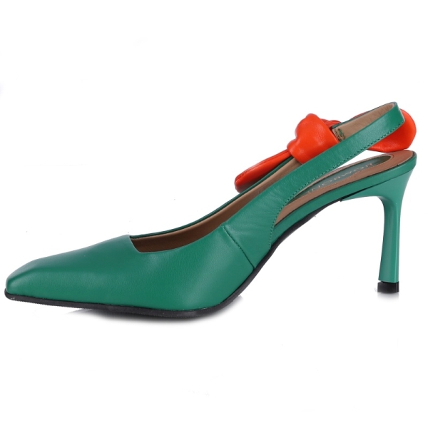 Czółenka damskie z odkrytą piętą Bombonella 1T 01 277 2502 GREEN-ORANGE