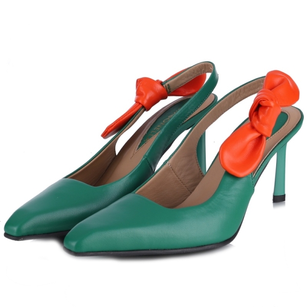 Czółenka damskie z odkrytą piętą Bombonella 1T 01 277 2502 GREEN-ORANGE