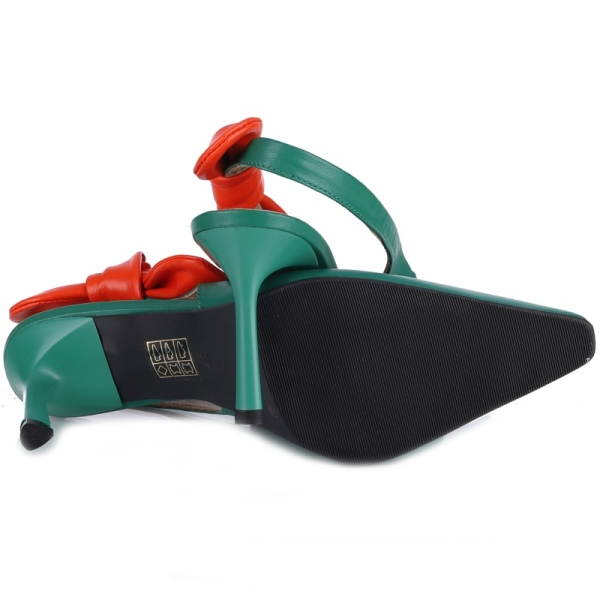 Czółenka damskie z odkrytą piętą Bombonella 1T 01 277 2502 GREEN-ORANGE
