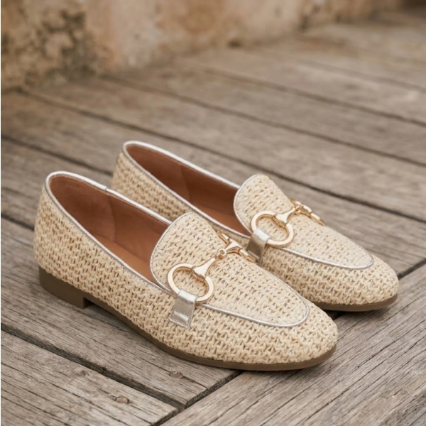 Mokasyny damskie Bombonella 1T 01 517 16 GOLD WICKER
