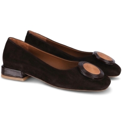 Baleriny damskie Bombonella 1T 216 1968 BROWN SUEDE - BROWN PATENT
