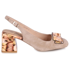 Czółenka damskie z odkrytą piętą D&A S.Barski LZ61-2012 BEIGE