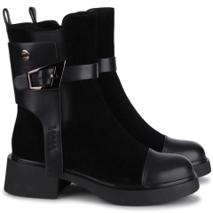 Botki damskie Epica 1XS70025A 01-N BLACK CALF SUEDE+BLACK A LEATHER