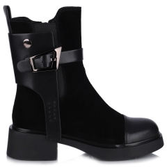 Botki damskie Epica 1XS70025A 01-N BLACK CALF SUEDE+BLACK A LEATHER