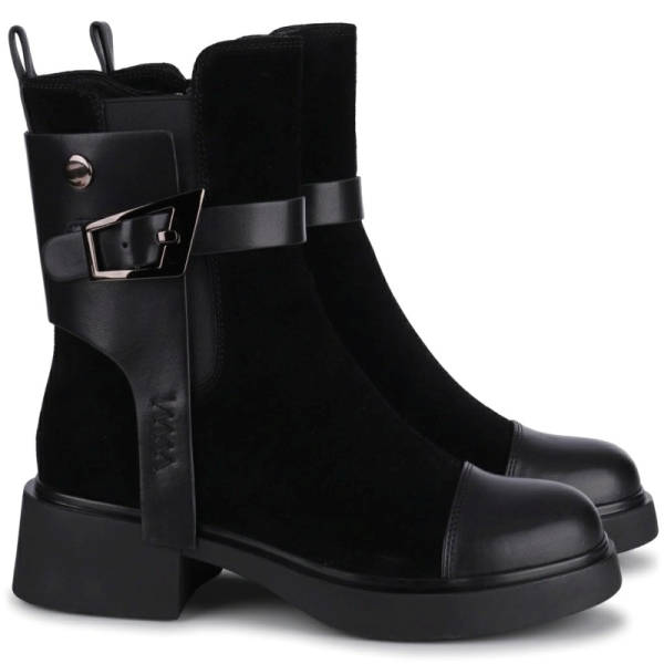 Botki damskie Epica 1XS70025A 01-N BLACK CALF SUEDE+BLACK A LEATHER
