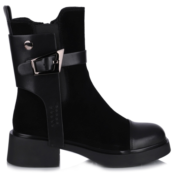 Botki damskie Epica 1XS70025A 01-N BLACK CALF SUEDE+BLACK A LEATHER