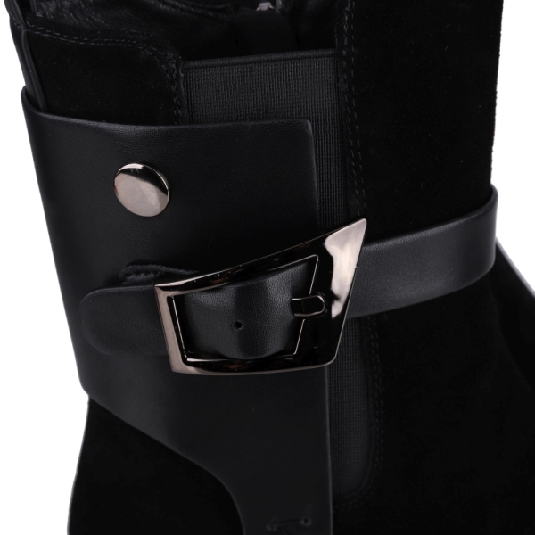 Botki damskie Epica 1XS70025A 01-N BLACK CALF SUEDE+BLACK A LEATHER