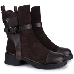 Botki damskie Epica 1XS70025B 02-N BROWN CALF SUEDE+BROWN A LEATHER
