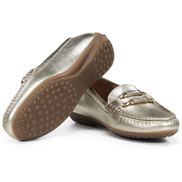 Mokasyny damskie Fluchos 504877 BRUNI F2156 METAL PLATINO