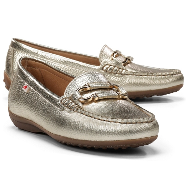 Mokasyny damskie Fluchos 504877 BRUNI F2156 METAL PLATINO