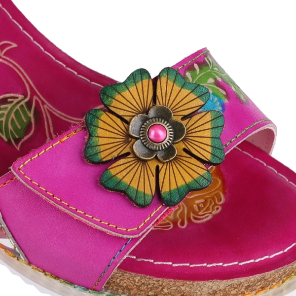 Sandały damskie na koturnie Laura Vita BONITO 38 FUSHIA AS313-38