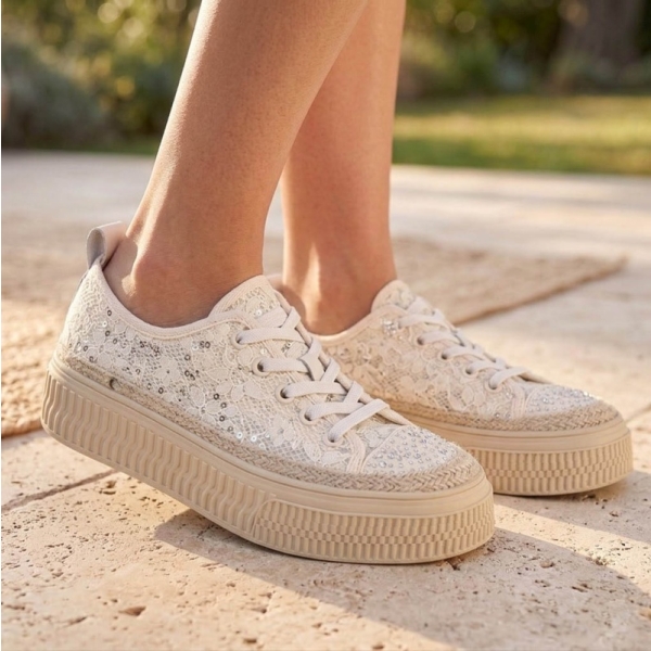Sneakersy damskie Loretta Vitale W1911 BEIGE