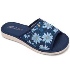 Pantofle damskie Meteor (Natural Style) NS-022 STASIA granatowe