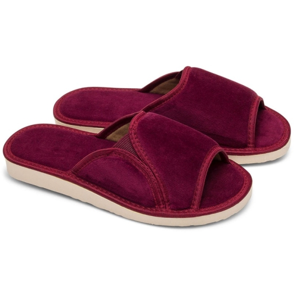 Pantofle damskie Meteor (Natural Style) NS-025 bordowe