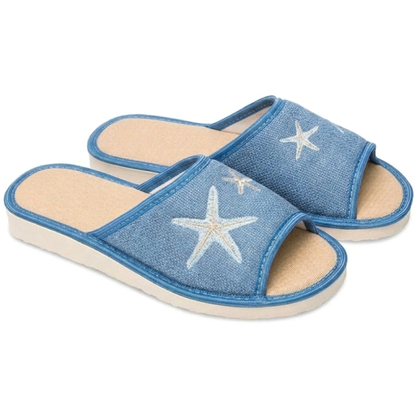 Pantofle damskie Meteor (Natural Style) NS-052 niebieskie