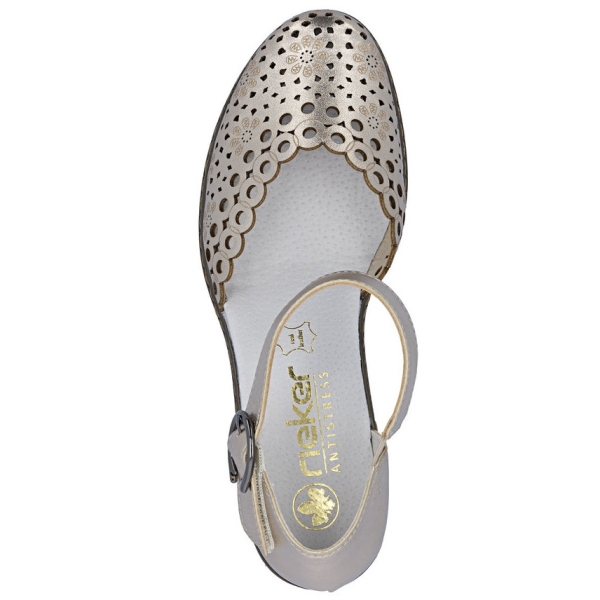 Sandały damskie Rieker 40902-90 SILVER/PLATINUM