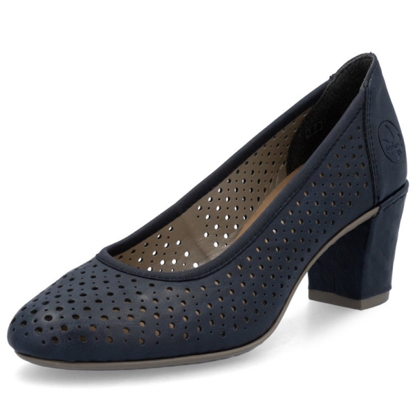 Czółenka damskie ażurowe Rieker 41057-14 BLUE