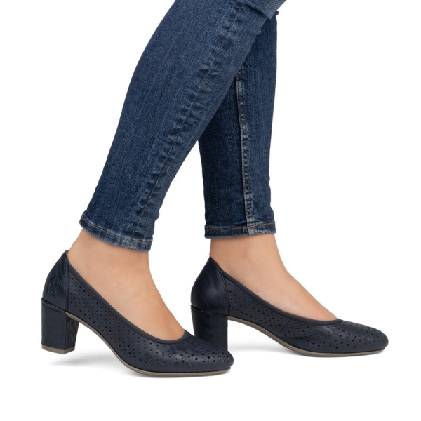 Czółenka damskie ażurowe Rieker 41057-14 BLUE