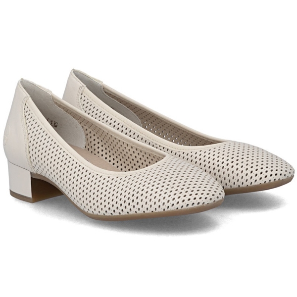 Czółenka ażurowe damskie Rieker 43459-60 BEIGE